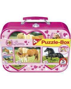Puzzle konie w metalowym opakowaniu