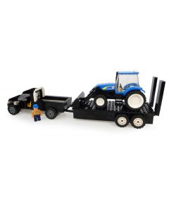 Pick up z przyczepą i ciągnikiem New Holland z ładowaczem - klocki