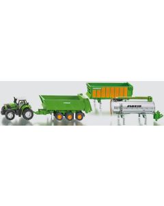 Ciągnik Deutz-Fahr z zestawem przyczep Cargo Siku 1:87 1848