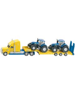 Ciężarówka z dwoma ciągnikami New Holland na naczepie Siku 1:87 1805