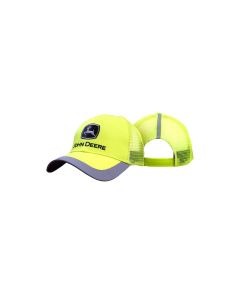Czapka John Deere z daszkiem i siatką z tyłu fluorescencyjna