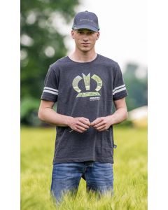 Ciemnoszary T-shirt Krone z logo i białymi paskami – 100% bawełna