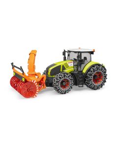 Claas Axion 950 z odśnieżarką i łańcuchami