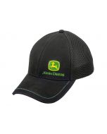 Czarna czapka John Deere z daszkiem z siateczką i haftowanym logo  MCL201915011